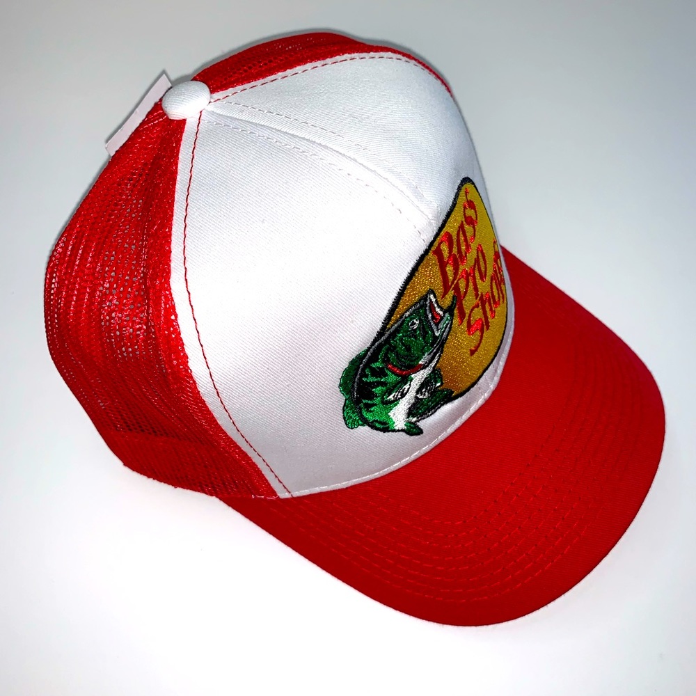 Bass Pro Shops Mesh Trucker Hat Red and white Cap